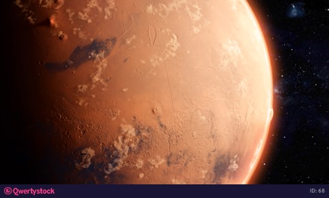 Orbiting Planet Mars. High quality 4K CG animation.