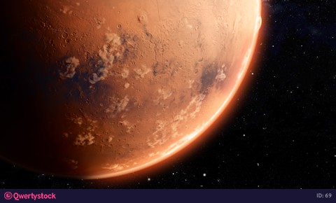 Orbiting Planet Mars. High quality 4K CG animation.