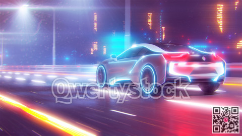 Future car going on the road 3d illustration