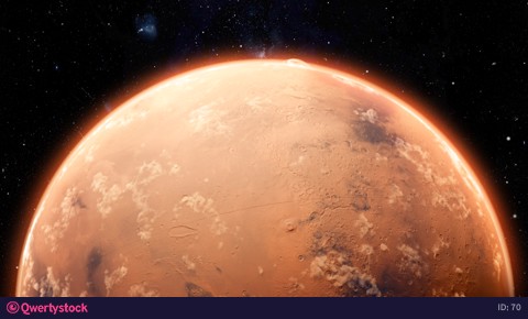 Orbiting Planet Mars. High quality 4K CG animation.