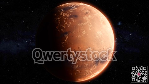 Orbiting Planet Mars. High quality 3d illustration