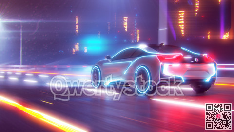 Future car going on the road 3d illustration
