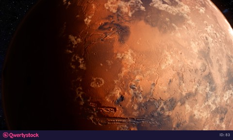 Mars planet sunset sunrise in the space 4k animation