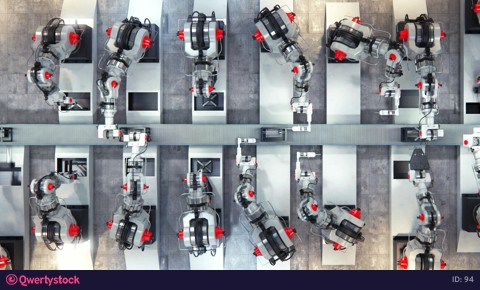 Robotic Arm Assembling 3d Printer On Conveyor Belt