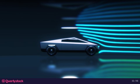 Concept car aerodynamics test in wind tunnel, side view